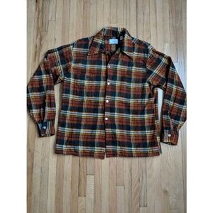 Vintage plaid flannel button up shirt cozy medium